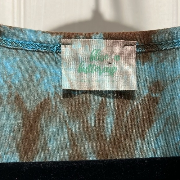 Blue Buttercup/  Cowboy Fringe, Tie Dye Long Cardigan size L Turquoise. - Picture 3 of 7